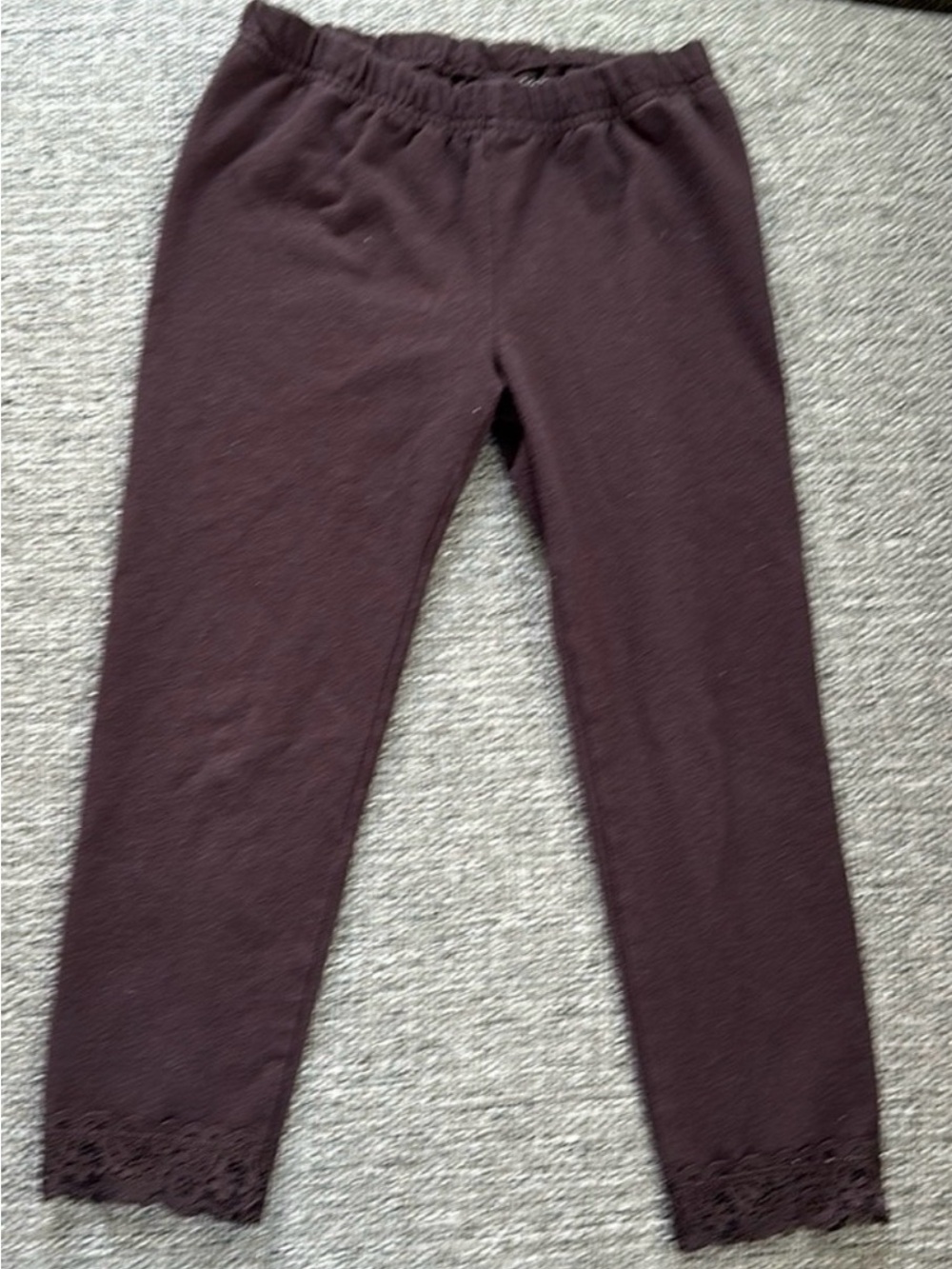 Gap Kids Girls Size 6 Brown Capri Leggings Scalloped Lace Hem